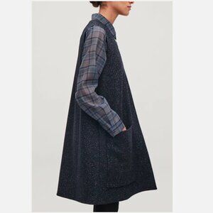COS Navy V-Neck Sleeveless A-Line Wool Dress